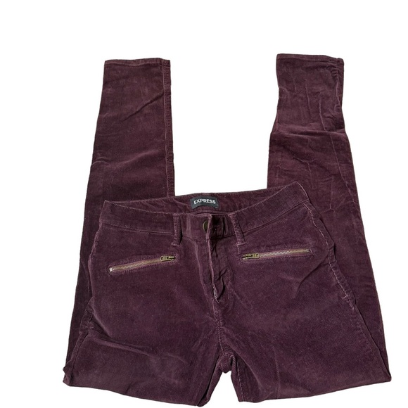 EXPRESS Beautiful Plum Corduroy Mid Rise Legging Jeans w/ Zip Pockets | Size‎ 6R - Picture 3 of 8